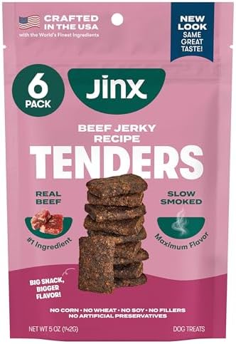 Jinx Tenders, Soft & Chewy Jerky Dog Treats, Beef, 6 Pack, 5oz