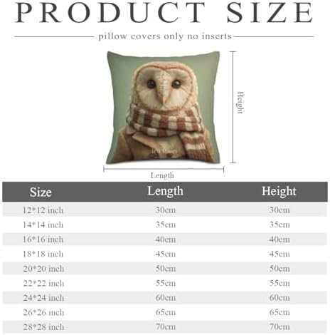 InkRain Winter Animal Cute Owl Pillow Cover 12x12 Inch Set of 2 Home Decor Decorative Cotton Linen Illustration Pillowcases for Living Room House Sofa