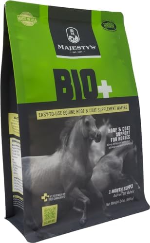 Majesty's BIO+ Biotin Wafers - Superior Horse / Equine Hoof and Coat Support Supplement - Copper, Zinc, Lysine, Methionine - 30 Count (1 Month Supply)