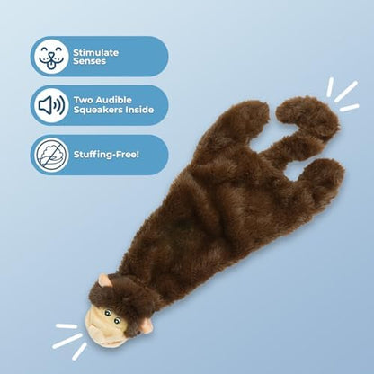 Best Pet Supplies 2-in-1 Stuffless Squeaky Dog Toy - Cow, Monkey, Medium