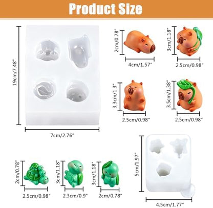 Mini Turtle & Capybara Silicone Molds for DIY Fairy Garden Landscape Decor