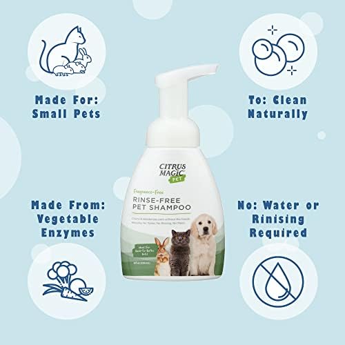 Citrus Magic Pet Rinse-Free Pet Shampoo, 8 Fluid Ounce, 2 Pack