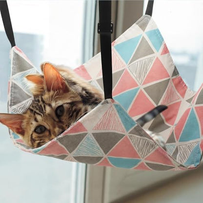 Jetec 2 Pack Cat Hammock for Cage, Geometry Pattern, L