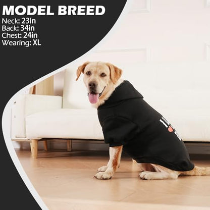 EXPAWLORER Dog Hoodies for Small Medium Large Dogs,Love DAD Black L