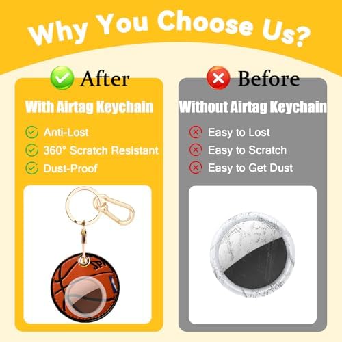 Leather Keychain Holder Case for AirTag, Cute Protective Cover for Apple Airtag KeyChain, GPS Tracker Item Finder