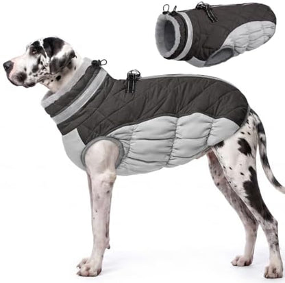 AOFITEE Dog Coats for Extra Large Dogs Warm Dog Winter Jacket with Harness