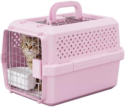RIZZARI Airline Pet Carrier: Hard-Sided Small Cat & Dog Crate with Bowl