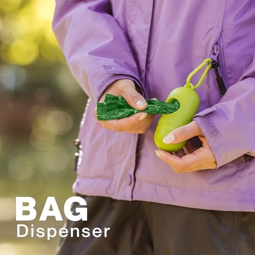 Generic Dog Poop Bags Rolls: Biodegradable with Lavender Scent, 270 Count, Includes Dispenser, Leak-Proof, for Small and Large Dogs, Forest green
