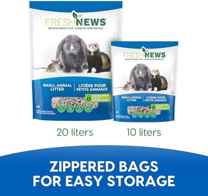 Fresh News Recycled Paper Small Animal Litter Bedding, 10 Liters, Packaging May Vary (Pack of 3)