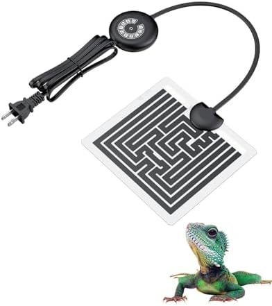 Pawfly 5 W Reptile Heat Pad with Thermostat 5.9 x 5.5 Inch Reptile Heating Pad Under Tank Terrarium Reptile Heat Mat for Turtles Frogs Snakes Lizards Geckos Hermit Crabs & Spiders