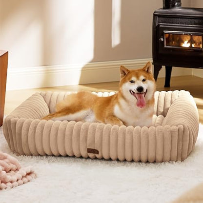 Bedsure ComfyFleece™ Dog Beds Large Sized Dog Washable，36in Sandy Beige