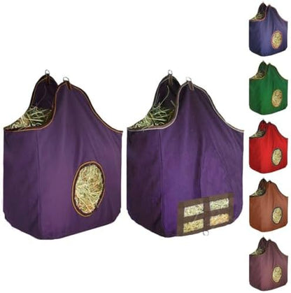 Derby Originals Large 24 OZ Canvas Horse Hay Bag 2 Sided Combo Design X Wide Gusset and 6 Month Warranty