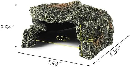 IBWell Resin Reptile Rock Cave, Lizard Tank Décor, Gecko Hide Reptile Hideout for Small Turtle Accessories for Tank, Leopard Gecko, Lazard Hideout