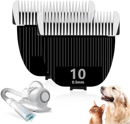 2PCS Replacement Blade for nebot P1 Pro Pet Grooming Kit & Vacuum Size-10 Cut Length 1/50"(0.5mm),Made of Ceramic Blade & Stainless Steel Blade