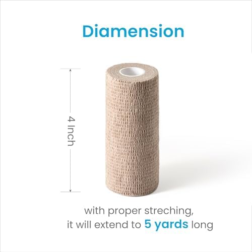 WePet Pet Wrap, Self-Adhesive, Only Sticks to Itself, Non-Woven Tape for Dog Legs, Paws, Wounds, First Aid Cohesive Gauze for Horse, Cat, Bird, Animal, 6 Rolls, 4 Inch, Solid Color A