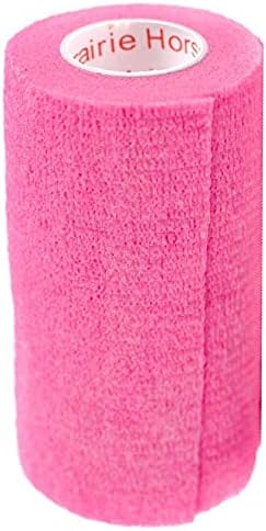 6 Pack Premium Vet Wrap - Self Adhesive Bandage Wrap & Athletic Tape - 4" x 5 Yards Elastic & Self-Sticking Cohesive Bandage for Pets, Sports, Wrists & Ankles - Paw Patterns by Prairie Horse Supply