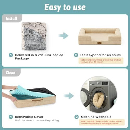 COZY KISS Orthopedic Dog Cooling Bed Washable for Extra Large Dogs, XXL