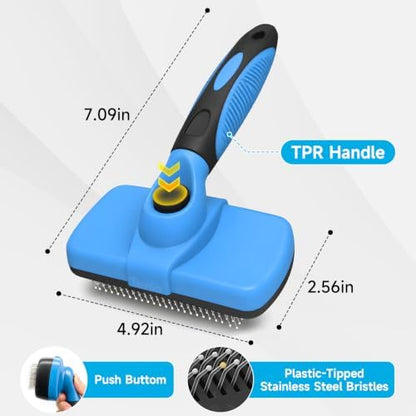 Self-Cleaning Dog Brush for Shedding, Slicker Brush & Grooming Tool