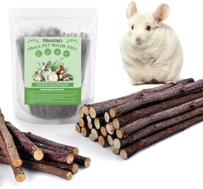 Bissap 120g/4.2oz Natural Apple Wood Sticks, Molar Chew Toys for Small Pet