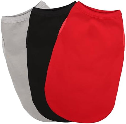 Paiaite 3 Pieces Plain Dog Shirt Sleeveless Puppy Cotton Dog Shirts Breathable Pet Apparel Tank Top Colorful Puppy Sweatshirt Clothes for Small Medium Dogs Red Black and Grey M