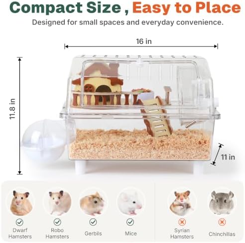 8-in-1 Hamster Cage Kit, 16 x 11 x 11.8 in, for Dwarf Hamsters and Gerbils