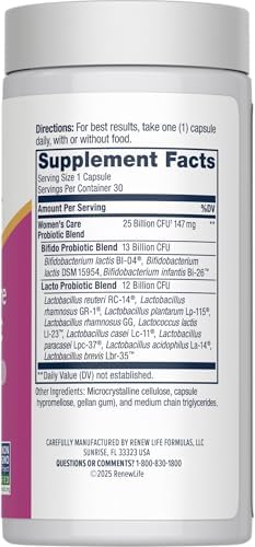 Renew Life Women's Probiotic 25 Billion CFU | 30 Vegetarian Capsules