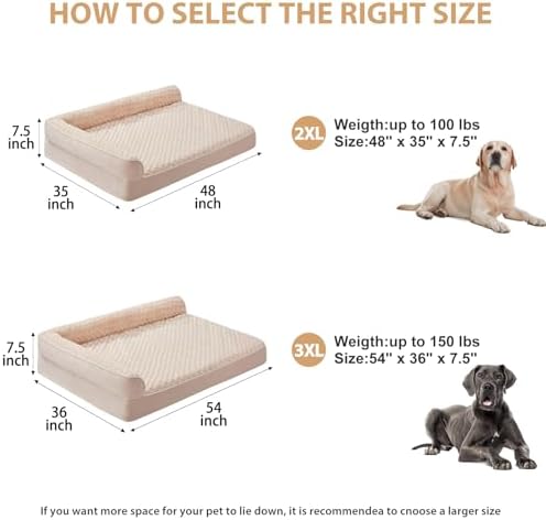 BFPETHOME Orthopedic Washable Dog Bed, Sleeping Couch for Large Senior Dogs