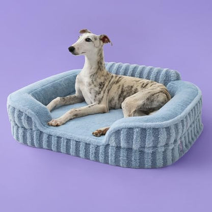 LE SURE Cute Cozy High Back Orthopedic Dog Beds Medium Size Dog,28" Blue