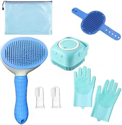 7Pcs Dog Grooming Kit, Pet Bath Supplies Deshedding Brush Dogs Cats