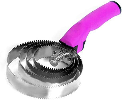 BOTH WINNERS Reversible Stainless Steel Curry Comb with Soft Touch Grip (Pink)