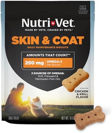 Nutri-Vet Skin & Coat Biscuits, Dog Fish Oil, Dog Skin Coat, 16oz