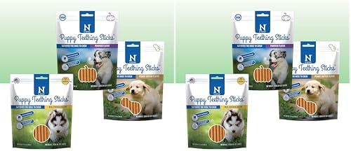 N-Bone Puppy Teething Sticks Variety Pack, Chicken & Pumpkin & Peanut Butter Flavor, 3.74 Ounce (Pack of 6)