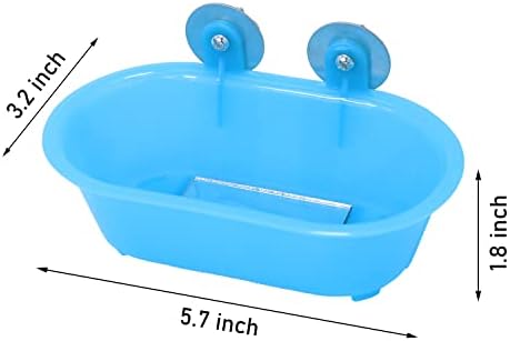 Wontee Bird Bath with Mirror for Small Birds Budgie Parakeet Cage, Blue (B)