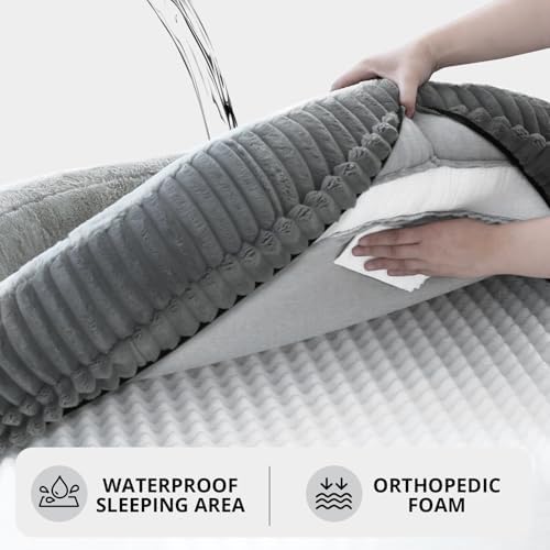 BALANCE Donut Dog Bed, 30 Inches Round Dog Bed Medium Size Dogs Washable, Orthopedic Calming Dogs Beds for Kitten, Fluffy Plush Faux Fur Pet Bed with Anti-Slip Bottom