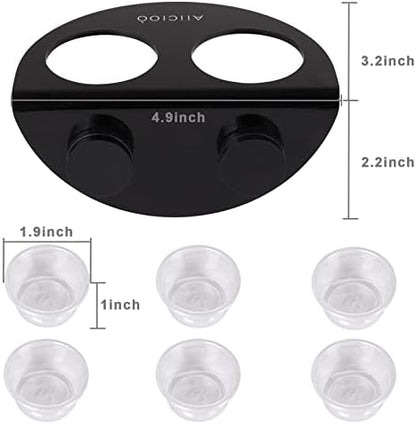 AIICIOO Gecko Feeder Ledge with 6 Pack Plastic Bowls Crested Gecko Food Dish Strong Magnetic Reptile Food Feeder Water Dish for Chameleon Bearded Dragon Tank Accessories