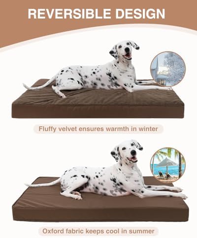 KSIIA Orthopedic Dog Bed for Large Dogs with Waterproof Lining, Brown,41x27