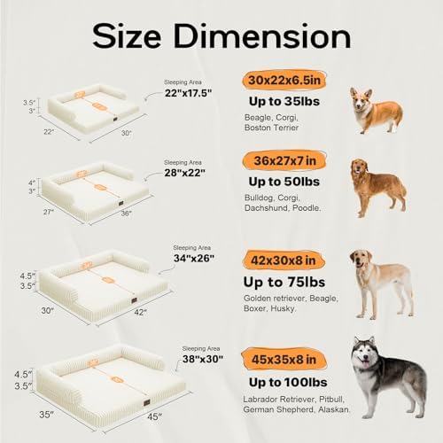 MEKIY Orthopedic XL Dog Bed with Bolster for Extra Large Size Dogs