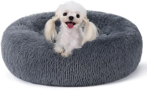 rabbitgoo Calming Cat Beds for Indoor Cats, 23 inches, Dark Grey