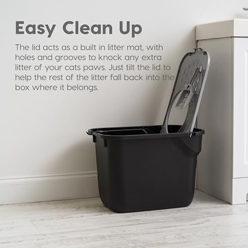 IRIS USA Large Top Entry Cat Litter Box, Hooded Privacy, Black/Gray