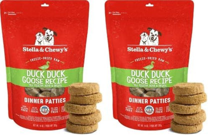 Stella & Chewy's Freeze-Dried Raw Dinner Patties - Duck Duck Goose Recipe - High Protein Grain-Free Puppy & Dog Food - Perfect for Picky Eaters - 14 oz,(Pack of 2)