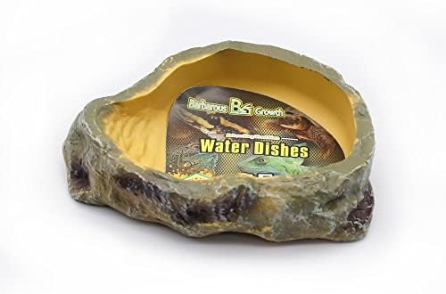 Reptile Water Dish,Resin Reptile Rock Food Feeder Bowl, Water and Food Bowl,Terrarium Decor for Leopard Gecko, Lizard,Spider,Turtle,Scorpion, Chameleon,Hermit Crabs (S, Yellow)