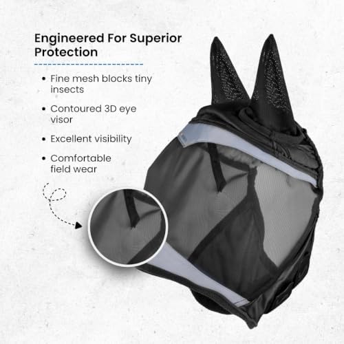 Shires FlyGuard Pro Fine Mesh Fly Mask with UV Protection Jet/Small Pony/Ears