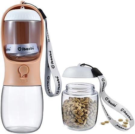 Cibaabo Dog Water Bottle Portable with Food Container & Filter for Travel