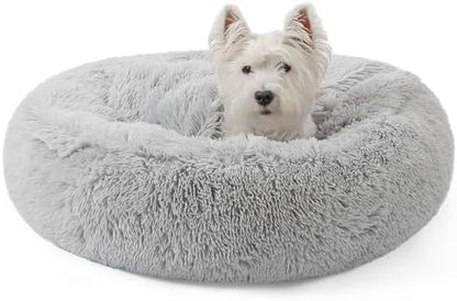 NOYAL Calming Donut Dog Bed, Hooded Cave with Blanket
