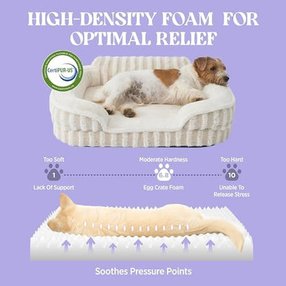 LE SURE Cute Cozy High Back Orthopedic Dog Beds Large Sized Dog,35" Beige
