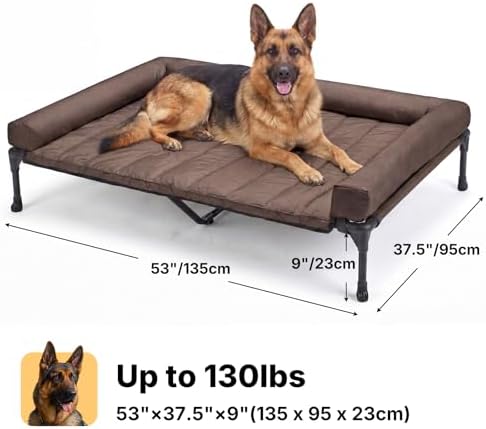 Veehoo Outdoor Elevated Dog Bed with Waterproof Bolster Cushion, Cooling