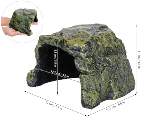 Rock Hide Cave for Reptiles, Amphibians Rock Den - Terrarium & Aquarium Decor, Great for Bearded Dragons,Lizards,Snakes,Turtles,Geckos,Frogs,Small Animals - Large Size