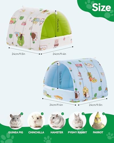 2 Pcs Guinea Pig Hideout Guinea Pig House,Washable Hamster Hideout Small Animal Cage Accessories for Mouse Chinchillas Hamsters Hedgehogs Ferrets Bearded Dragons and Rats