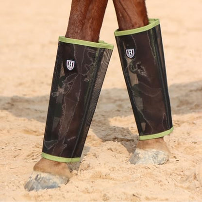 Harrison Howard Loose-Fitting Horse Fly Leggings Breathable, Tear-Resistant Fine Mesh Leg Guards Stay-on Comfortable Fly Boots (Set of 4)