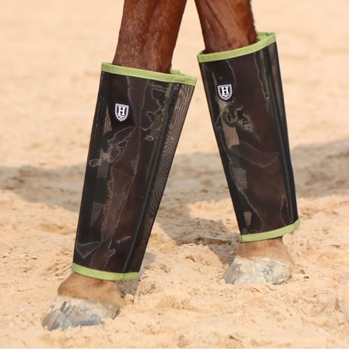 Harrison Howard Loose-Fitting Horse Fly Leggings Breathable, Tear-Resistant Fine Mesh Leg Guards Stay-on Comfortable Fly Boots (Set of 4)